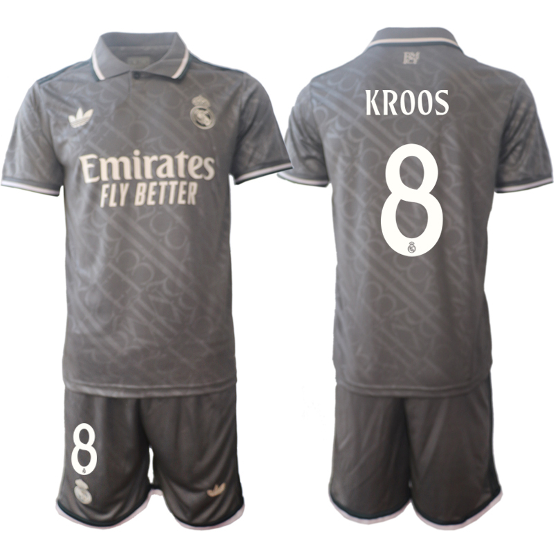 Men 2024-2025 Club Real Madrid away Grey #8 Soccer Jerseys